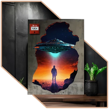 Dimenziókártya | UFO távozása Vakrámás Vászonkép [több méretben]