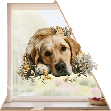 Válaszd ki - Golden Retriever Tavasza Ablakmatrica [több méretben]