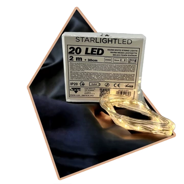 Melegfényű elemes LED (20 ledes)