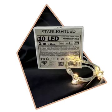 Melegfényű elemes LED (10 ledes)