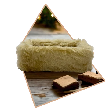 20x10 Ekrü Szőrmés Fa doboz (hosszúszőrű)