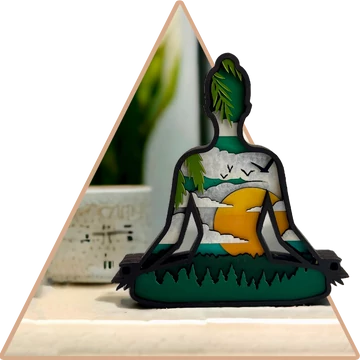 Zen Jóga (fekete-zöld)' kézzel festett 3D dekoráció
