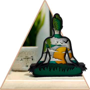 Zen Jóga (fekete-zöld)' kézzel festett 3D dekoráció