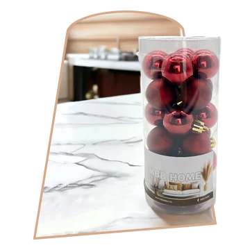 24 db-os 3cm Burgundy Karácsonyi Dísz gömb