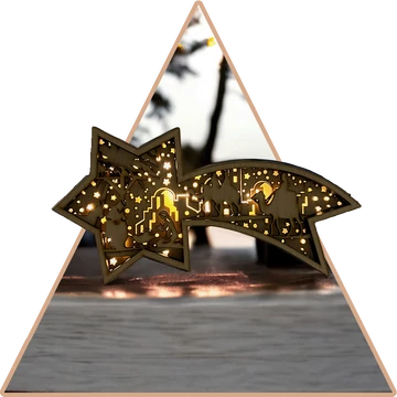 Natúr LED-es Hullócsillagos Betlehem 3D dekoráció