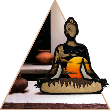 'Nagy Zen Jóga (fekete-arany)'  kézzel festett 3D dekoráció