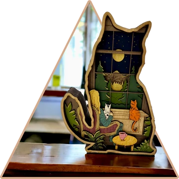 Cicás Otthon'  kézzel festett 3D dekoráció