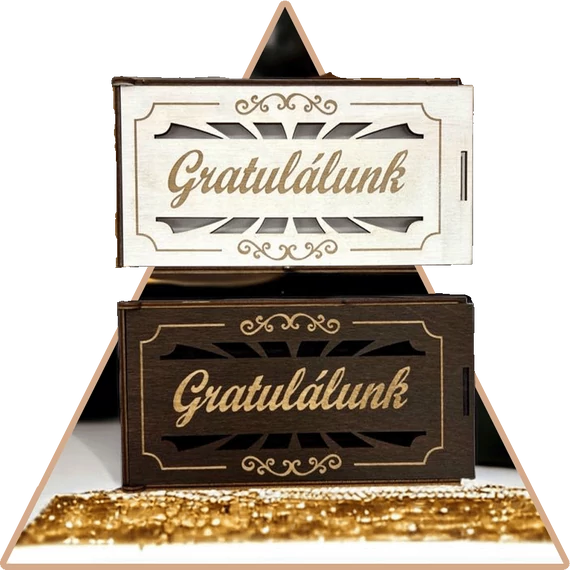 Pénz/Csoki Ajándékozó doboz Gratulálunk felirattal - Barna