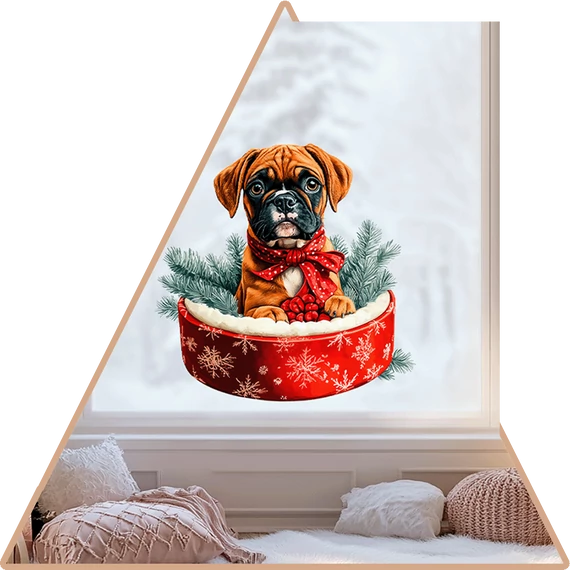 Boxer Karácsony Ablakmatrica [S-méret]