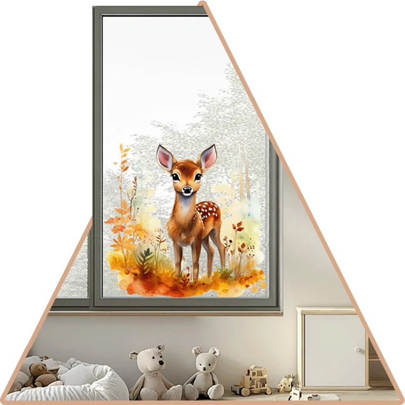 Cuki Állatok Gyerekeknek Ablakmatrica - Őzike [XL-méret]