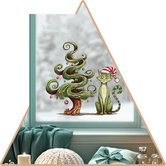 Grinch Macskája Ablakmatrica [S-méret]