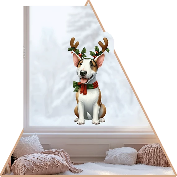 Téli KutyaVilág Ablakmatrica - Bullterrier [S-méret]