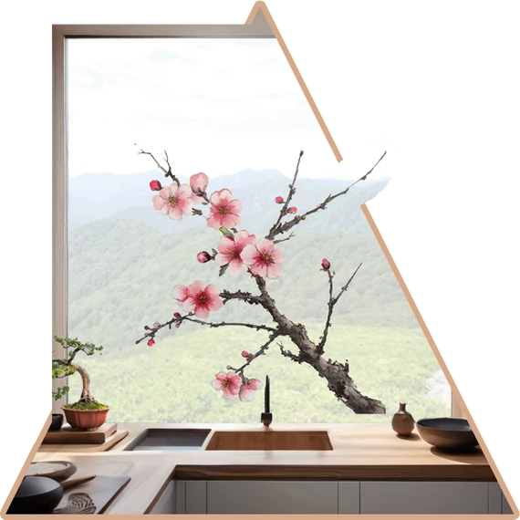 Japán Tavasz Ablakmatrica - Minta 1 [XL-méret]