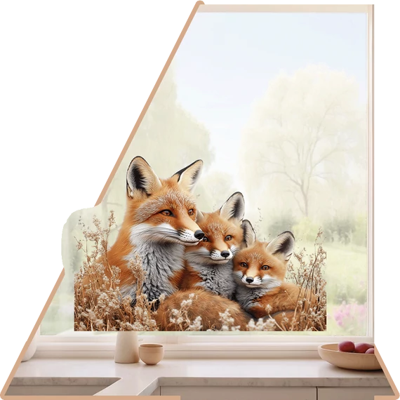 Róka Család Világa Ablakmatrica [XL-méret]