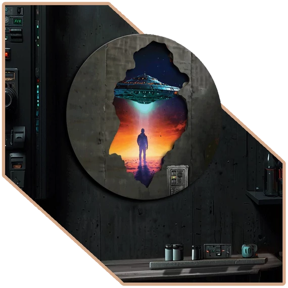 Dimenziókártya: UFO távozása 3D falikép