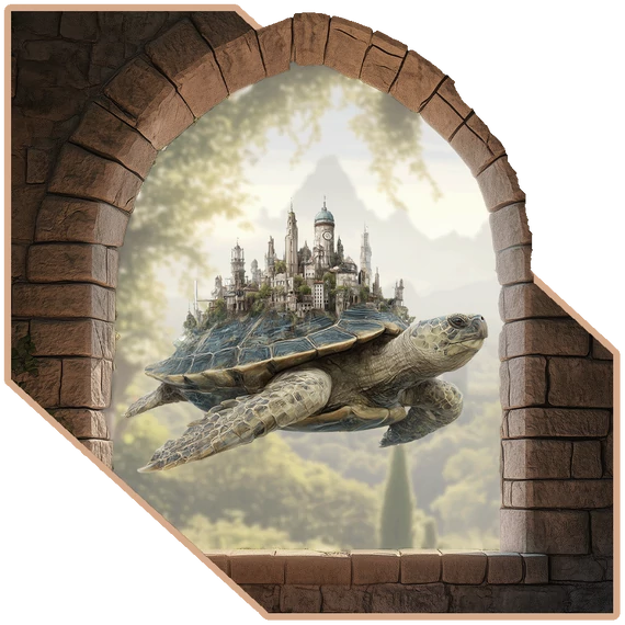 Teknős Város | Fantasy Art Ablakmatrica [S-méret]