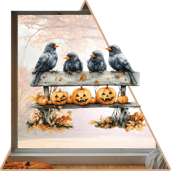 Halloween Ravens Ablakmatrica [M-méret]