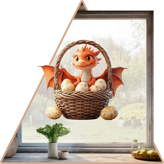 Sárkánybaba Tojáscsodája Ablakmatrica - Minta 1 [S-méret]