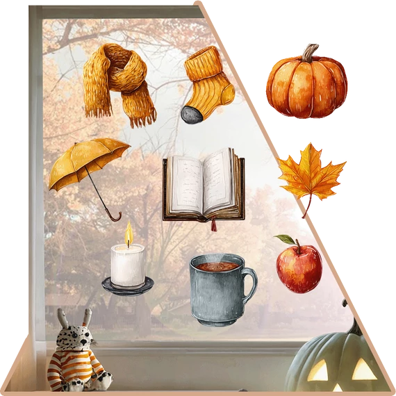 Élmények Ősszel Ablakmatrica szett [XL-méret]