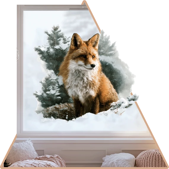 Téli Világ Rókája Ablakmatrica [XL-méret]
