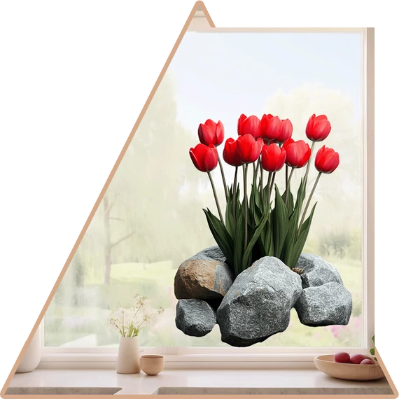 Tulipánok Pompája Ablakmatrica - Minta 5 [S-méret]