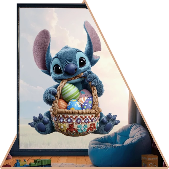 Stitch Húsvétja Ablakmatrica - Minta 2 [S-méret]