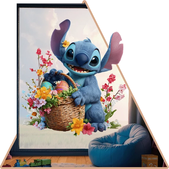 Stitch Húsvétja Ablakmatrica - Minta 3 [S-méret]