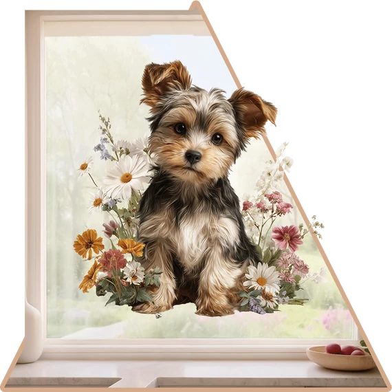 Tavaszi Yorki Mánia Ablakmatrica - Minta 1 [S-méret]