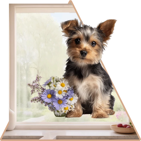 Tavaszi Yorki Mánia Ablakmatrica - Minta 2 [S-méret]
