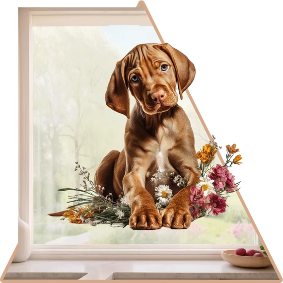 Tavaszi Vizsla Imádat Ablakmatrica - Minta 2 [S-méret]