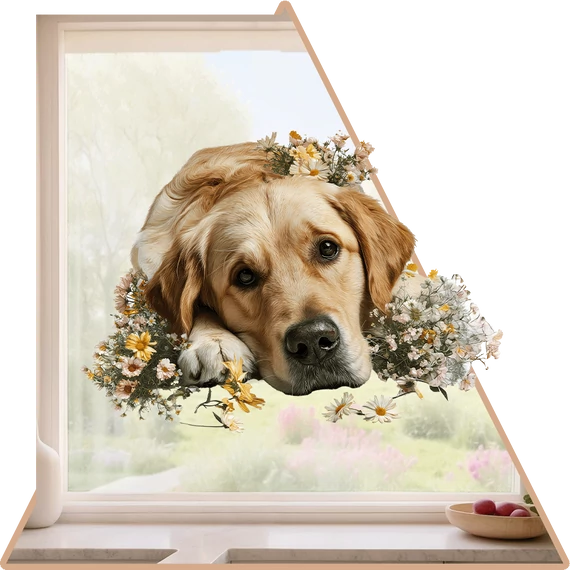 Golden Retriever Tavasza Ablakmatrica - Minta 1 [S-méret]