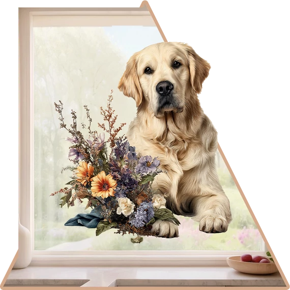 Golden Retriever Tavasza Ablakmatrica - Minta 2 [S-méret]
