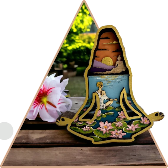 Meditáló Lány Kézzel festett 3D dekoráció