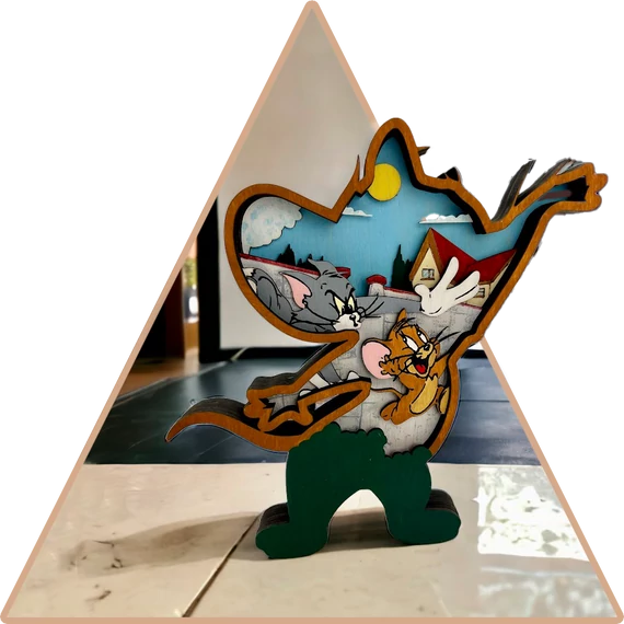'Tom&Jerry Kalandjai'  kézzel festett 3D dekoráció