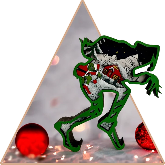 Grinch a Lopakodó'  kézzel festett 3D dekoráció