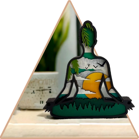 Zen Jóga (fekete-zöld)' kézzel festett 3D dekoráció