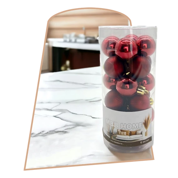 24 db-os 3cm Burgundy Karácsonyi Dísz gömb