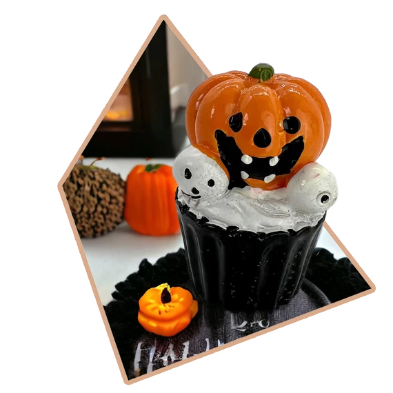 HALLOWEENI Muffin  Szellemes-Tökös Figura POLY