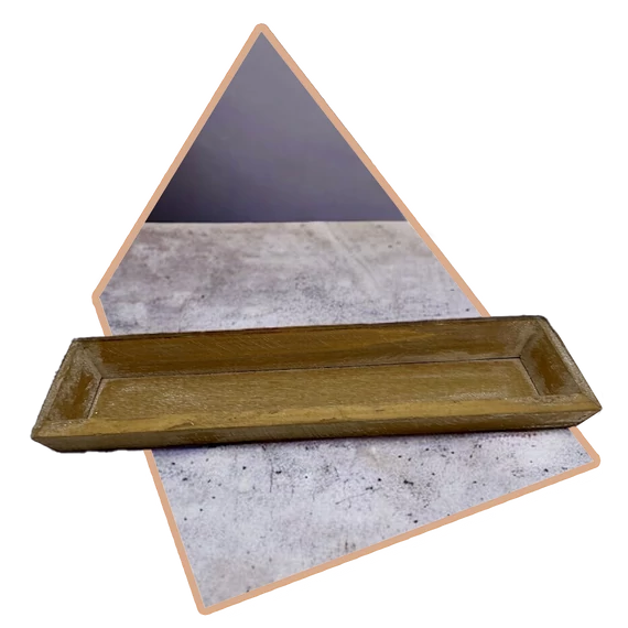 30x10cm Antik Arany Fa tálca