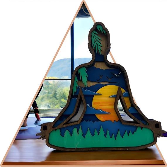 'Zen Jóga (zöld)'  kézzel festett 3D dekoráció