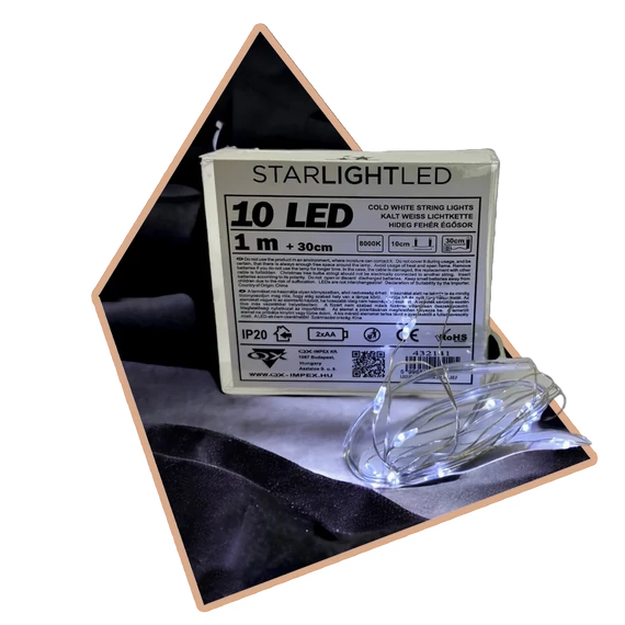Hidegfényű elemes LED (10 ledes)