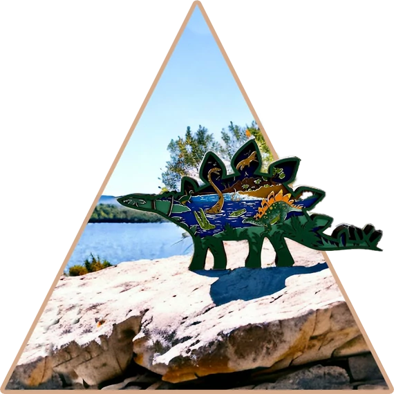 'Stegosaurus Földje'  kézzel festett 3D dekoráció