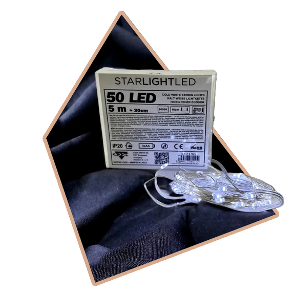 Hidegfényű elemes LED (50 ledes)