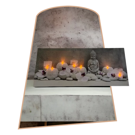 LED-es Vászonkép Buddha mécsesekkel