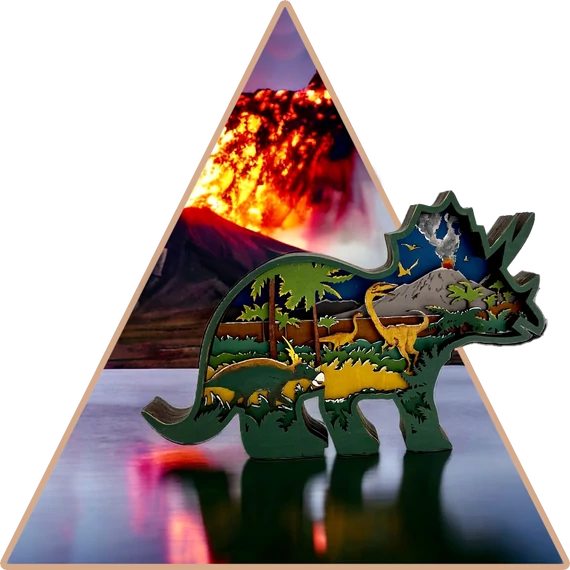 'Triceratops Országa'  kézzel festett 3D dekoráció