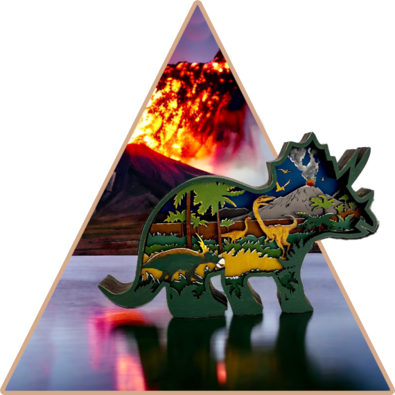 'Triceratops Országa'  kézzel festett 3D dekoráció
