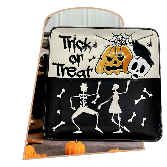 Trick or Treat négyzet Kerámia lapostányér