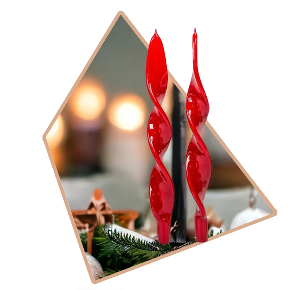 4 db-os Bordó Lakkozott Csavart Adventi Gyertya