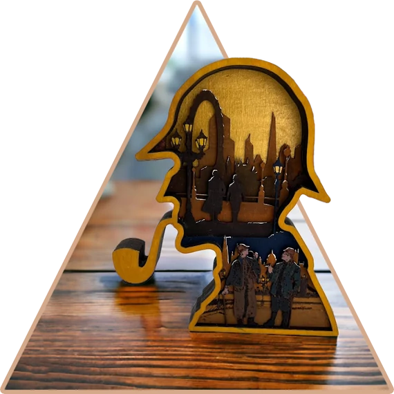 Sherlock Holmes' kézzel festett 3D dekoráció