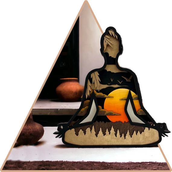 'Nagy Zen Jóga (fekete-arany)'  kézzel festett 3D dekoráció